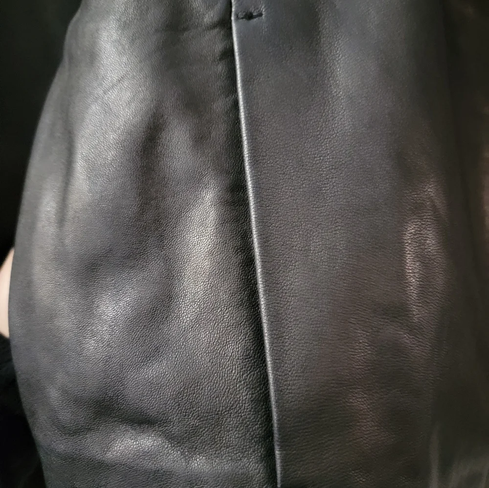 AllSaints Ryder Funnel Neck Cropped Lambskin Leather Jacket - Picture 6 of 13